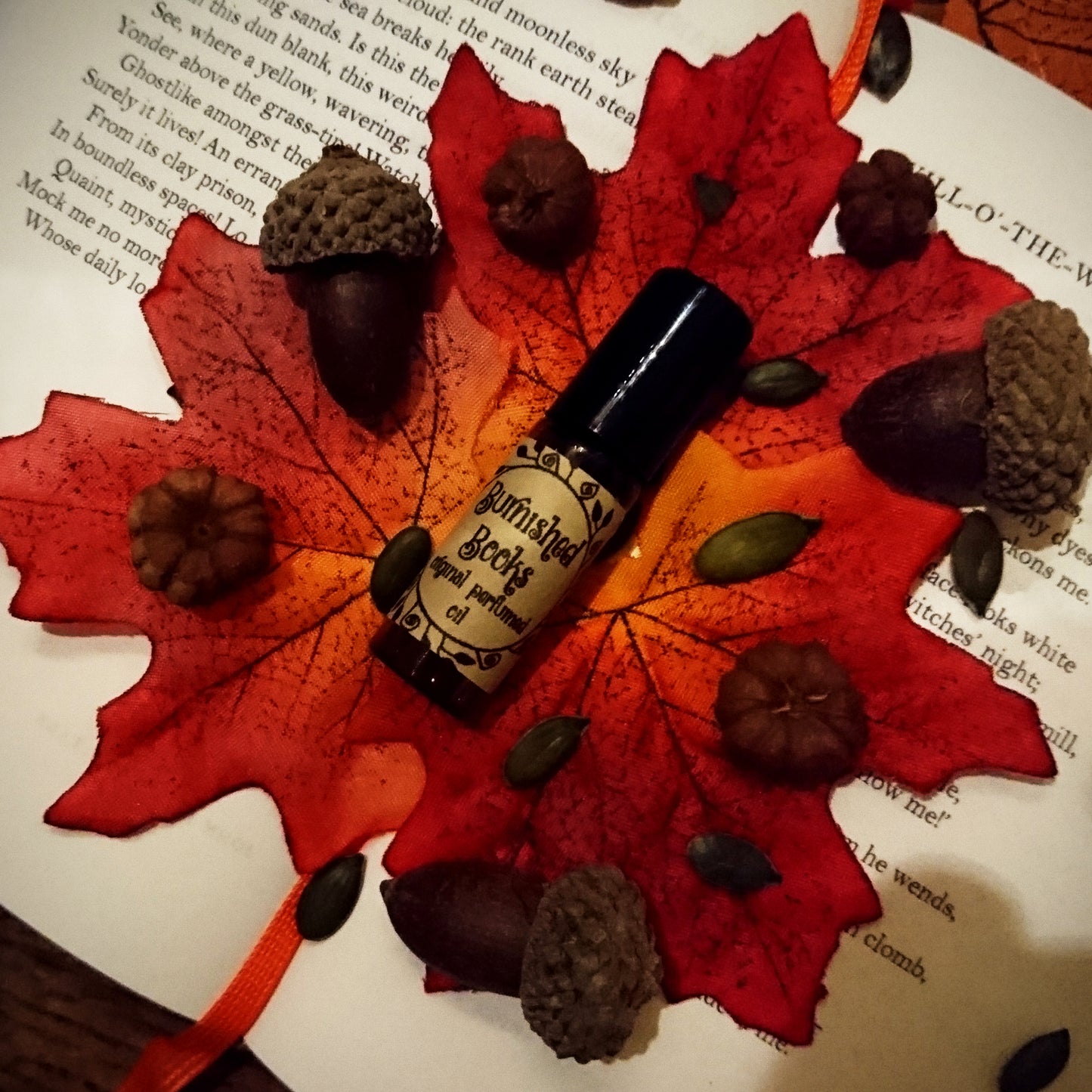 Burnished Books Original Perfumed Oil - Autumn Winter Cosy Coffee & Old Books Roll On Fragrance - Woodsy Coffee Shop, Tonka Bean & Spices Vegan Oil Blend