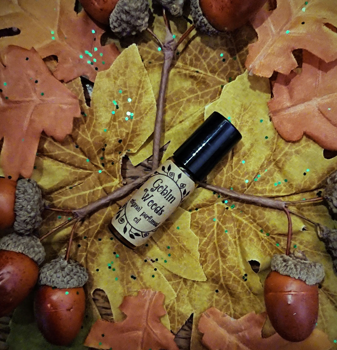 Goblin Woods Original Perfumed Oil - Dewberry Wine, Rum, Incense, Mysterious Woods & Leather Roll On Fragrance - Woodsy & Gourmand Vegan Oil Blend