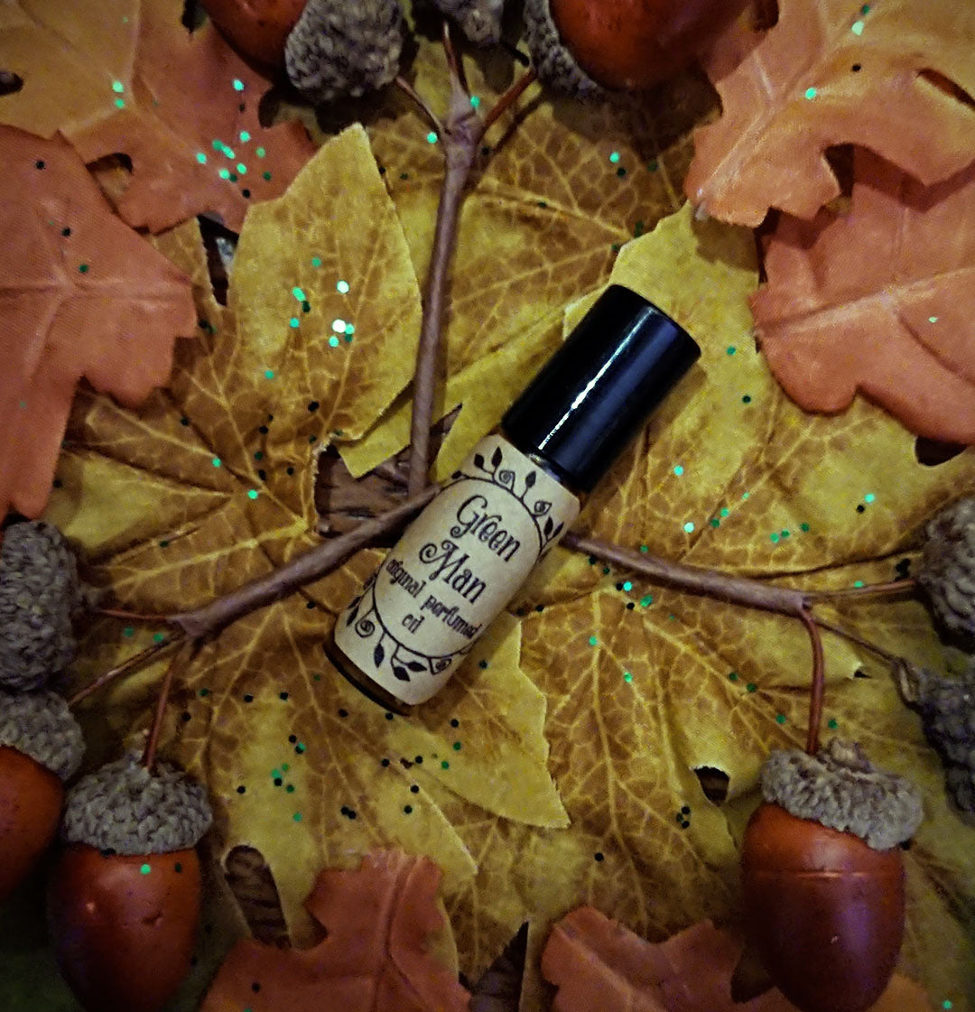 Green Man Original Perfumed Oil - Vetiver, Cedar, Pinewood, Bay Laurel, Bergamot & Green Apple Roll On Fragrance - Fresh & Woodsy Vegan Oil Blend
