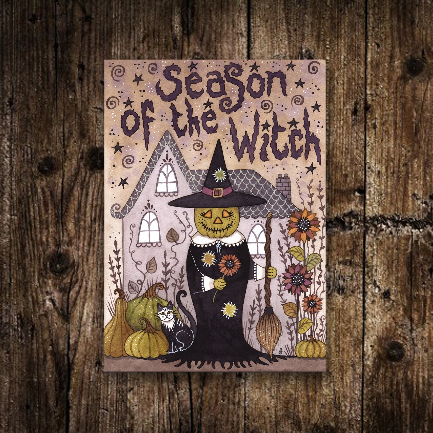 Mini Season Of The Witch Print - Small A6 Spooky Halloween Witch Illustration - Halloween Samhain All Hallows' Eve Decoration