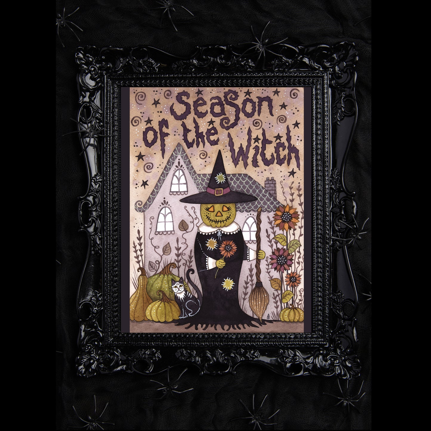 Season Of The Witch Print - Spooky Halloween Witch A5 - A4 - A3 Watercolour Wall Art - Pumpkin Witch Samhain All Hallows' Eve Illustration Print