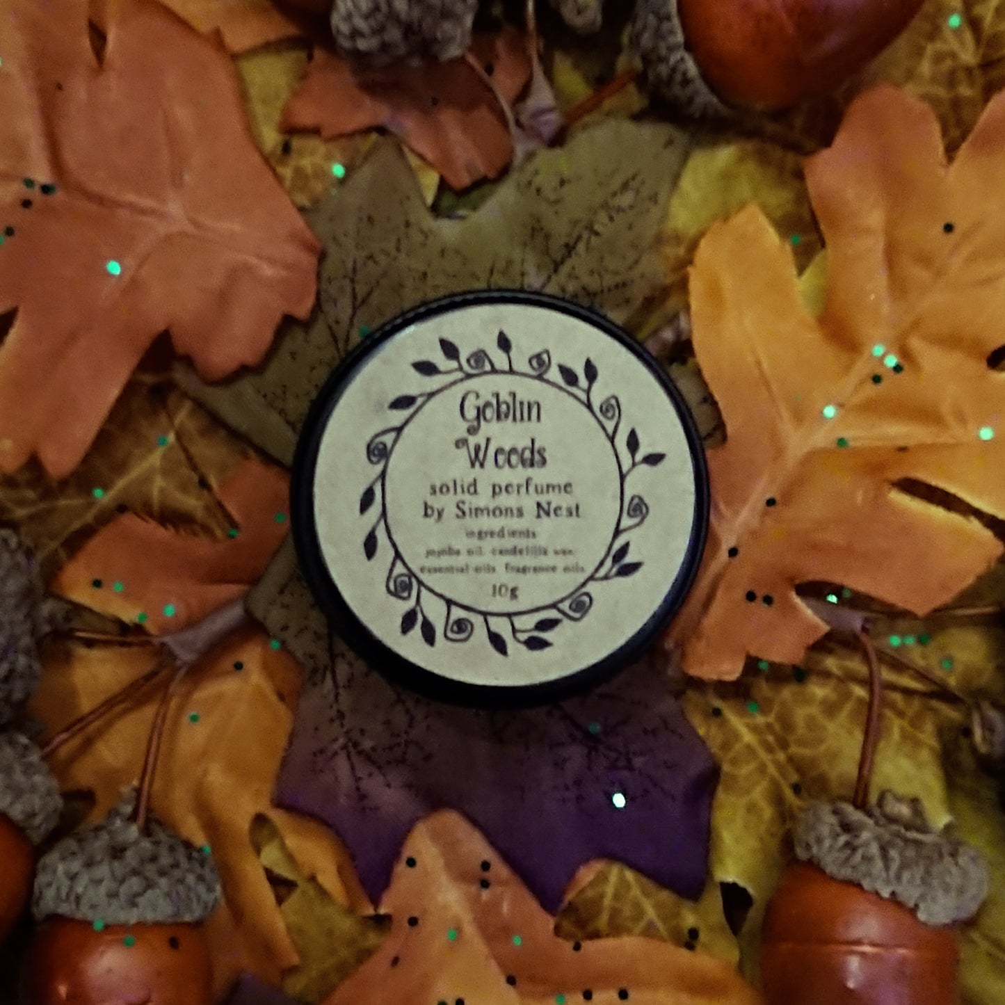 Goblin Woods Solid Perfume - Dewberry Wine, Rum, Incense, Mysterious Woods & Leather Solid Fragrance Tin - Woodsy & Spicy Vegan Perfume Blend