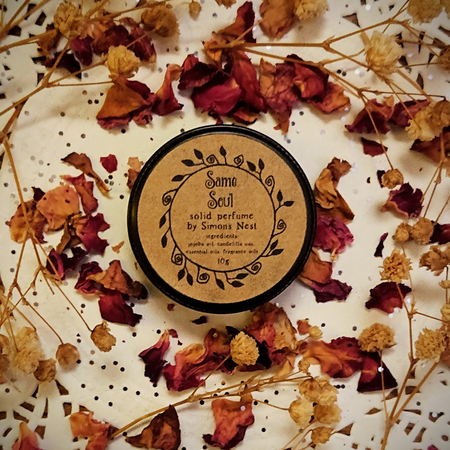 Same Soul Pure Blend Solid Perfume - Spring Literary Collection Solid Fragrance Tin - Damask Rose, Pink Grapefruit, Jasmine, Sweet Orange, Ylang Ylang & Vanilla - Sweet & Floral Vegan Perfume Blend