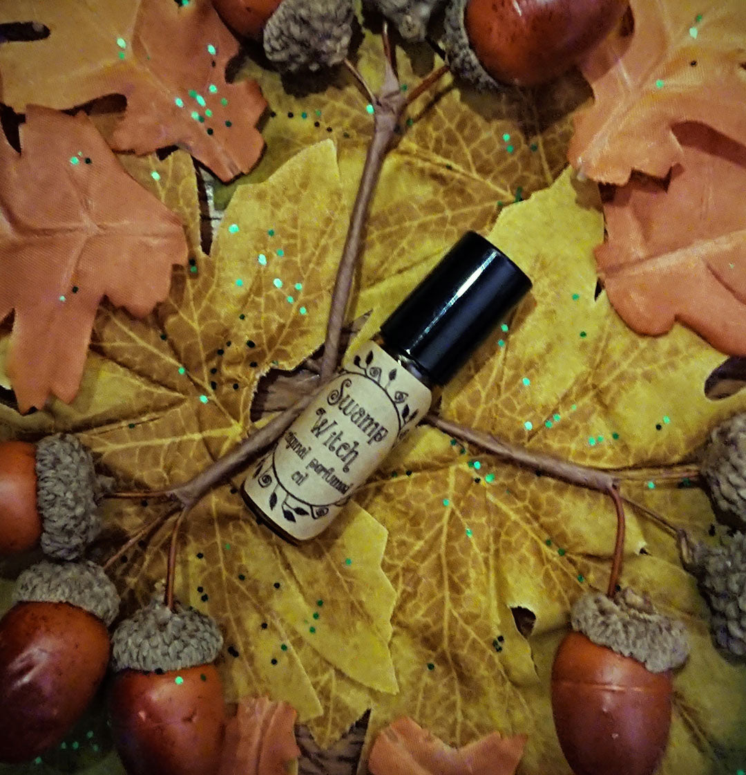Swamp Witch Original Pure Blend Perfumed Oil - Murky Chai Spices, Gloomy Pinewood Forest, Patchouli, Vetiver & Pink Pepper Roll On Fragrance - Woodsy & Spicy Vegan Oil Blend