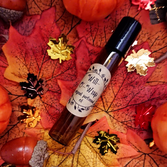 Will-o-Wisp Original Perfumed Oil - Autumn Halloween Almond Hazelnut Clove Incense Vanilla Roll On Fragrance - Spooky Gourmand Vegan Oil Blend