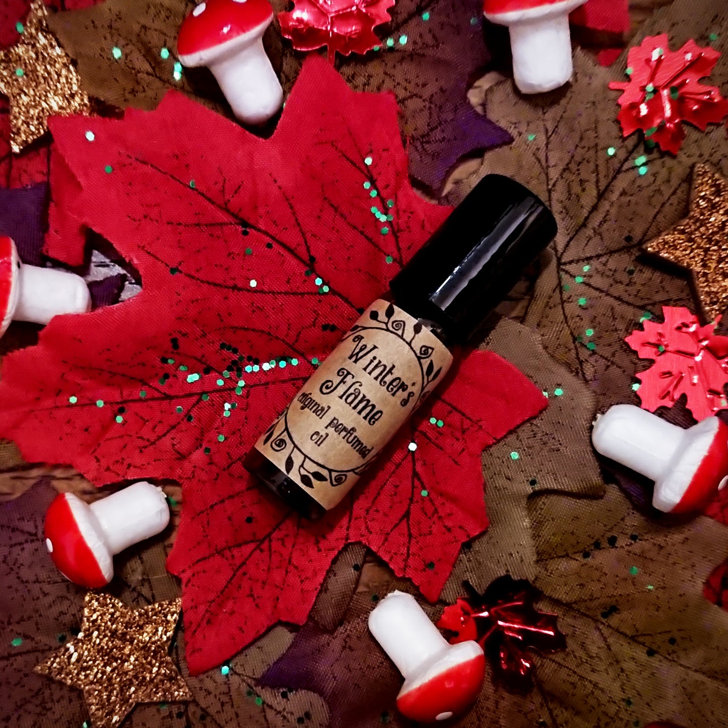 Winter's Flame Original Perfumed Oil - Festive Winter Smoky Spicy Roll On Fragrance - Log Fire Cedarwood Bay Fir Needle Woodsy Smoky Vegan Oil Blend