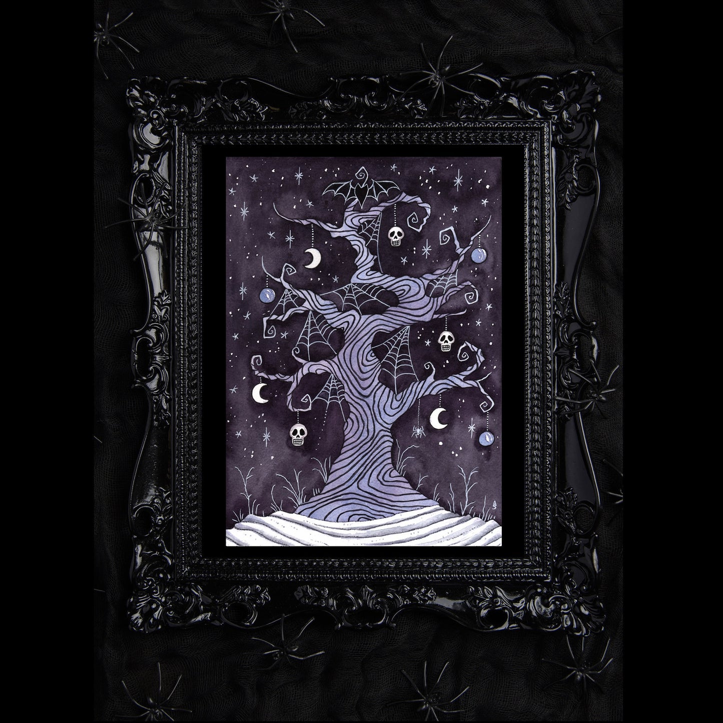 Lonely Forgotten Tree Print - A5 - A4 - A3 Creepy Winter Tree Watercolour Art - Gothic Christmas Decoration - Alternative Yuletide Art
