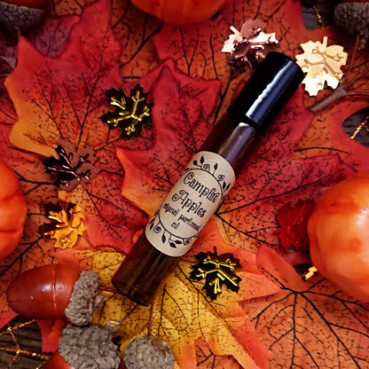 Campfire Apples Original Perfumed Oil - Autumn Halloween Spiced Red Apple Autumn Leaves Marshmallow & Caramel Roll On Fragrance - Spicy Gourmand Vegan Oil Blend