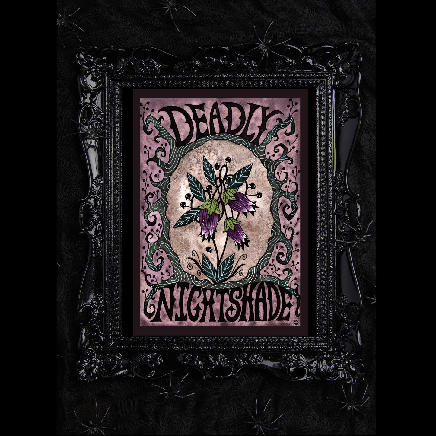 Deadly Nightshade Print - The Witches Garden Botanical A5 - A4 - A3 Watercolour Art - Gothic Spooky Purple Decor - Poisonous Plants Floral