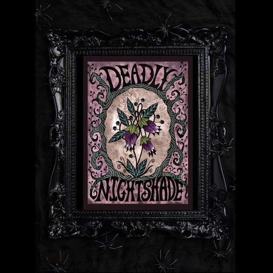 Deadly Nightshade Print - The Witches Garden Botanical A5 - A4 - A3 Watercolour Art - Gothic Spooky Purple Decor - Poisonous Plants Floral