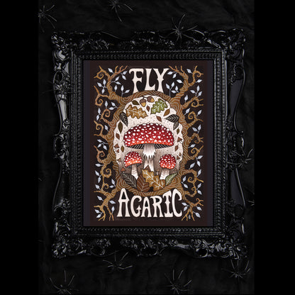 Fly Agaric Print - Botanical Cottagecore Fairytale A5 - A4 - A3 Seasonal Christmas Amanita Muscaria Wall Art