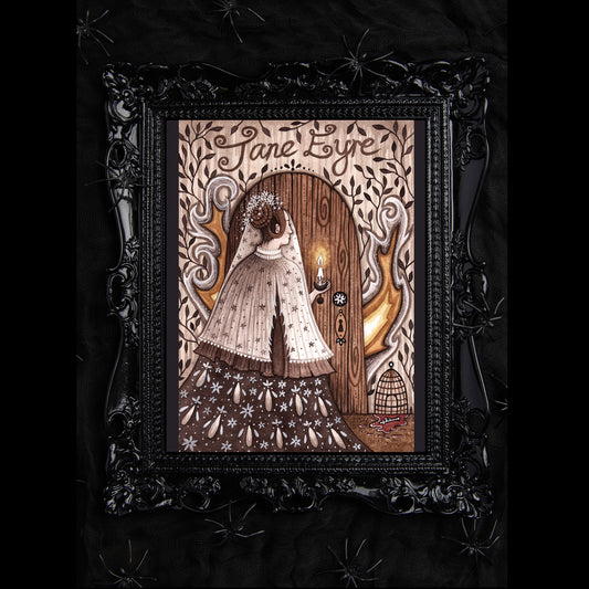 Jane Eyre Print - The Bronte Sisters Inspired A5 - A4 - A3 Handpainted Watercolour Book Cover Art - Gothic Literature Library Décor