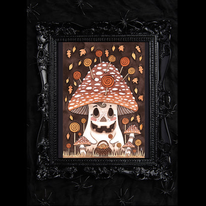 Mushkin Print - Halloween Toadstool A5 - A4 - A3 Watercolour Wall Art - Whimsical Halloween Autumn Trick Or Treat Decor