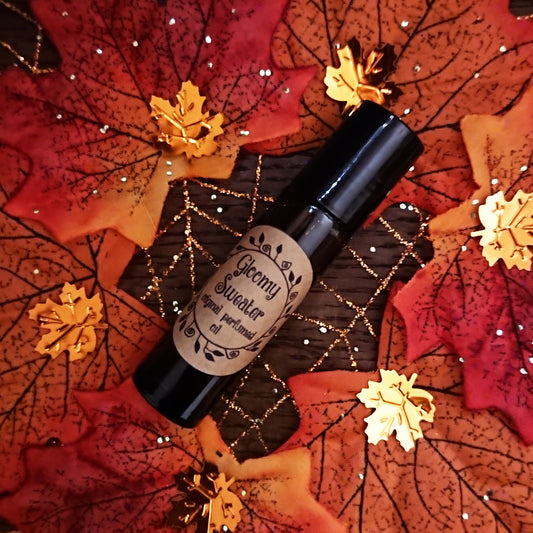 Gloomy Sweater Original Perfumed Oil - Spooky Flannels, Lime, Cedar & Black Pepper Roll On Fragrance - Fresh and Smoky Vegan Oil Blend