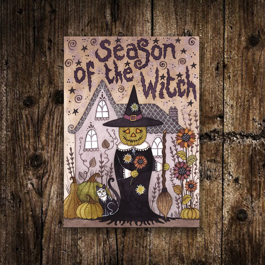Mini Season Of The Witch Print - Small A6 Spooky Halloween Witch Illustration - Halloween Samhain All Hallows' Eve Decoration