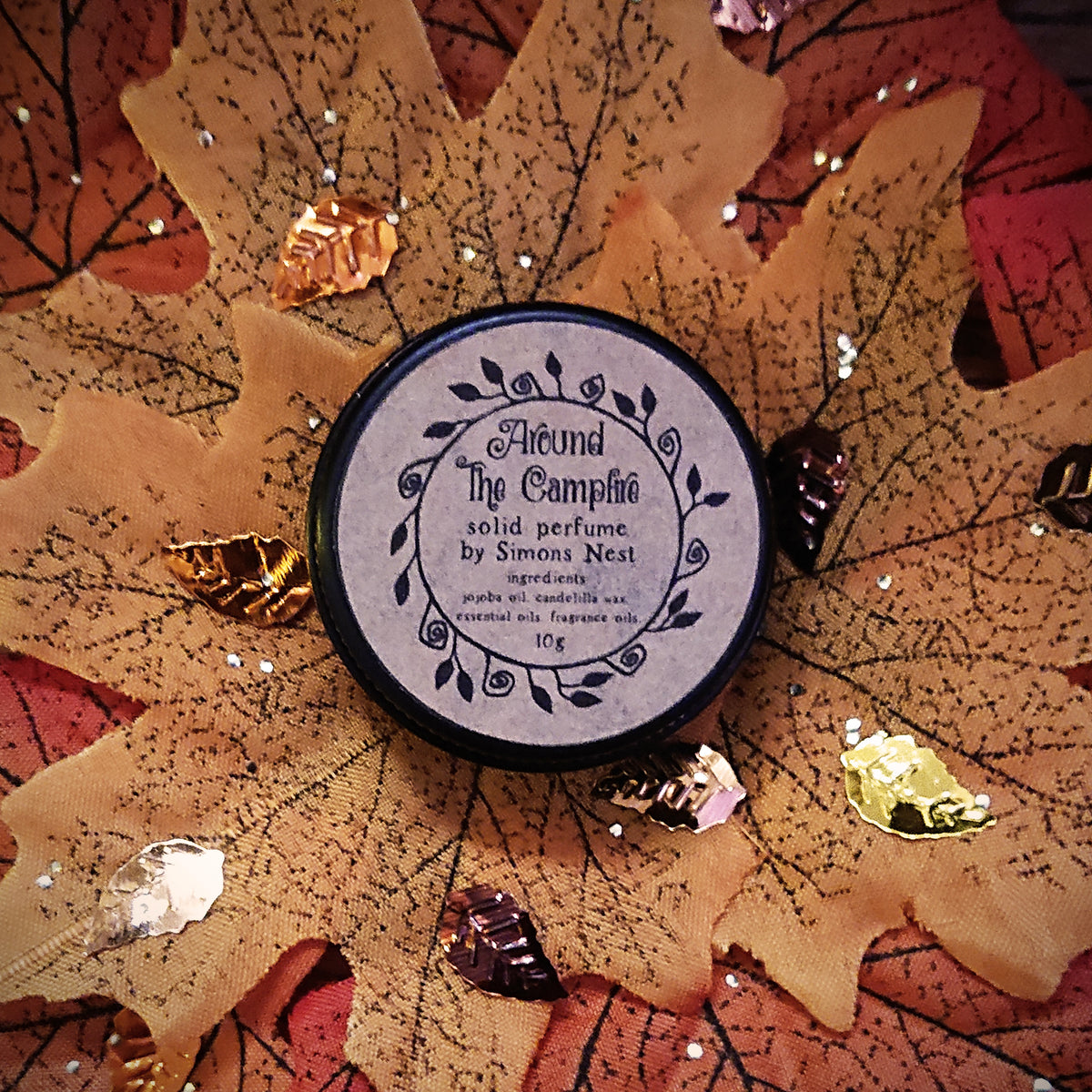 Around The Campfire Solid Perfume - Toasted Marshmallow, Hot Chocolate & Campfire Solid Fragrance Tin - Smoky & Gourmand Vegan Perfume Blend