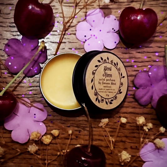Blood Moon Solid Perfume - Romantic Spring Collection Solid Fragrance Tin - Blackberry, Rasberry, Blood Orange, Dragons Blood, Ginger & Pink Pepper Fruity & Woodsy Vegan Perfume Blend