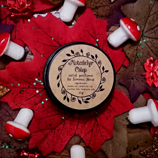 Nutcracker Creep Solid Perfume - Festive Winter Cosy Spicy Solid Fragrance Tin - Roasted Chestnut, Seasonal Spices & Cedar Woodsy Gourmand Vegan Perfume Blend