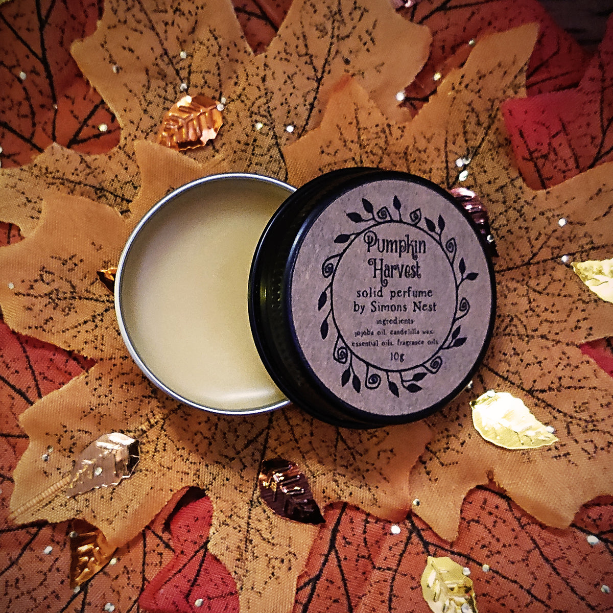 Pumpkin Harvest Solid Perfume - Baked Pumpkin, Nutmeg & Vanilla Solid Fragrance Tin - Lactonic, Spicy & Gourmand Vegan Perfume Blend