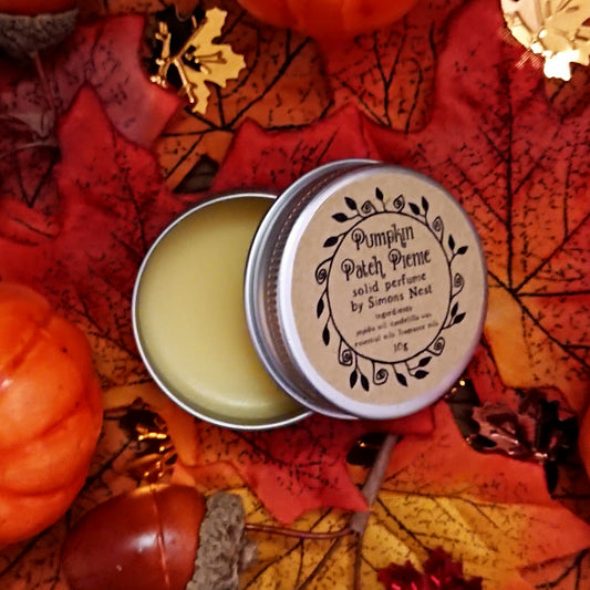 Pumpkin Patch Picnic Solid Perfume - Autumn Halloween Pumpkin Pie Solid Fragrance Tin - Sweet Orange Pumpkin Spice Vegan Perfume Blend