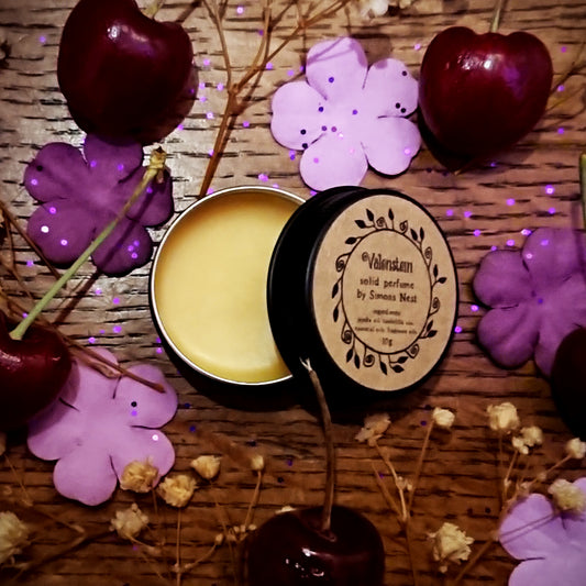 Valenstein Solid Perfume - Romantic Spring Collection Solid Fragrance Tin -  Black Cherry Cola, Almond, Deep Spices & Vanilla Bourbon Vegan Perfume Blend