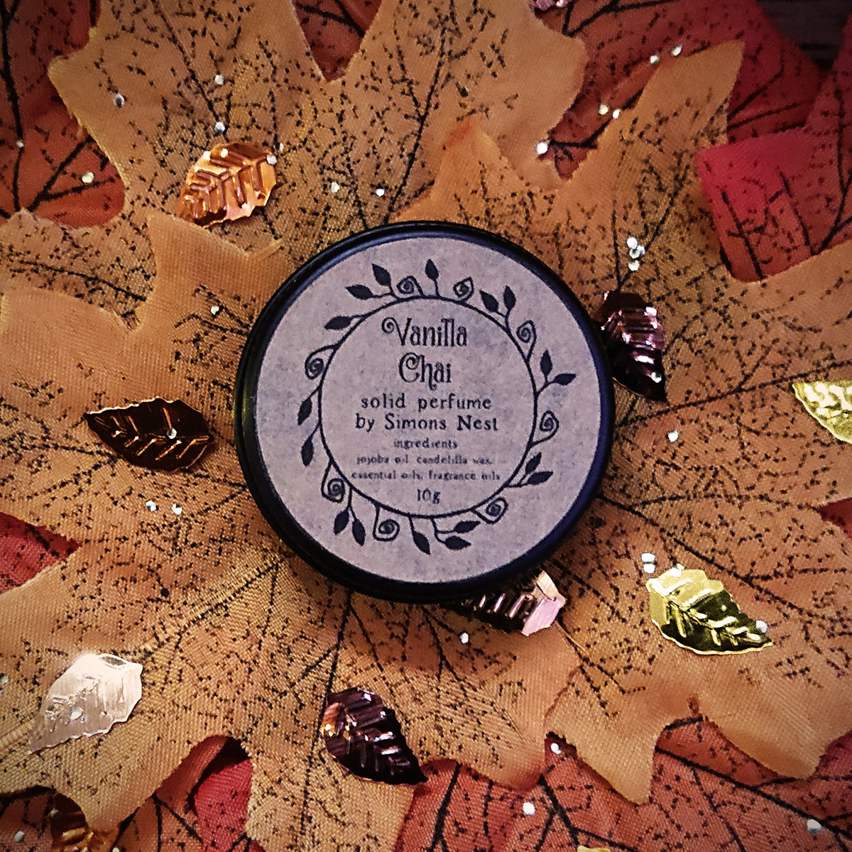 Vanilla Chai Solid Perfume -  Cosy Chai Spices, White Tea & Vanilla Pod Solid Fragrance Tin - Spicy & Gourmand Vegan Perfume Blend