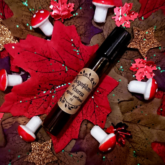 Sugarplum Visions Original Perfumed Oil - Festive Winter Fruity Roll On Fragrance - Sugarplum Raspberry Bergamot Black Cherry Star Anise & Almond Gourmand Vegan Oil Blend