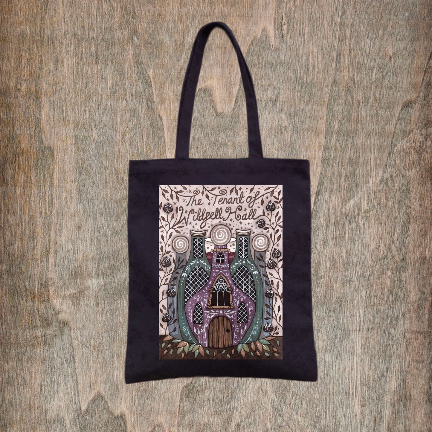 The Tenant of Wildfell Hall Black Tote Bag - Bronte Sisters Fair Trade Cotton Bag - Gothic Literature Bag - Classic Book Cover Tote (Copy)