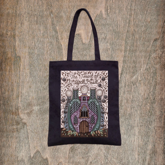 The Tenant of Wildfell Hall Black Tote Bag - Bronte Sisters Fair Trade Cotton Bag - Gothic Literature Bag - Classic Book Cover Tote (Copy)