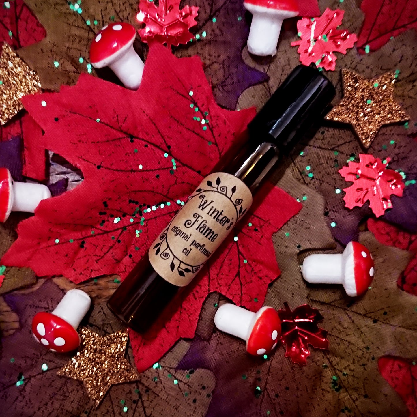 Winter's Flame Original Perfumed Oil - Festive Winter Smoky Spicy Roll On Fragrance - Log Fire Cedarwood Bay Fir Needle Woodsy Smoky Vegan Oil Blend