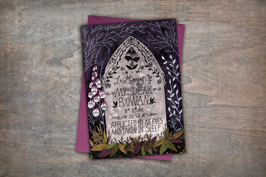 Rowan's Grave Greetings Card & Envelope - The Foxglove Bride Ghostly Apparitions Card - Poisonous Plants Victorian Spooky Cemetary Card