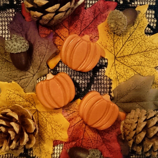 Pumpkin Spice Latte Mini Pumpkin Wax Melts - Set Of 3 Mini Halloween Melts - Coffee Pumpkin Spiced Latte Fragranced Melts