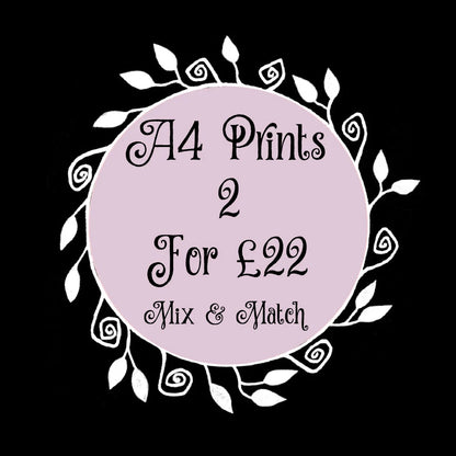 Time For Tea! Print - A5 - A4 - A3 Vintage Teapot & Cakes Illustration Print - Afternoon High Tea Baking Kitchen Wall Art - Mothers Day Gift