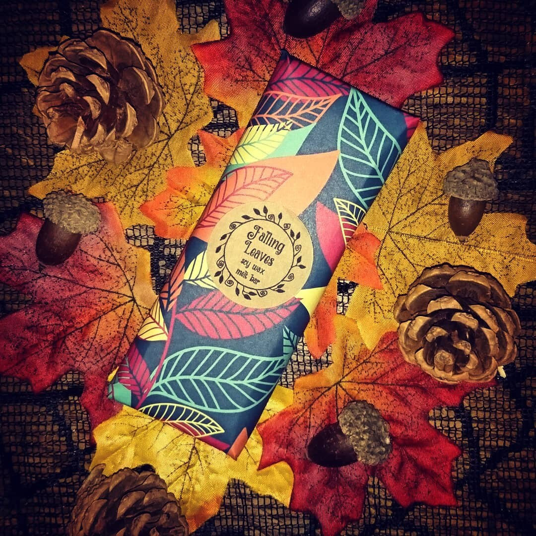 Falling Leaves Wax Melt Bar - Crisp Leaves Woods Musk Birchwood Fragranced 5 Segment Wax Melt Bar - Autumn Leaves Cosy Halloween Vegan Melts