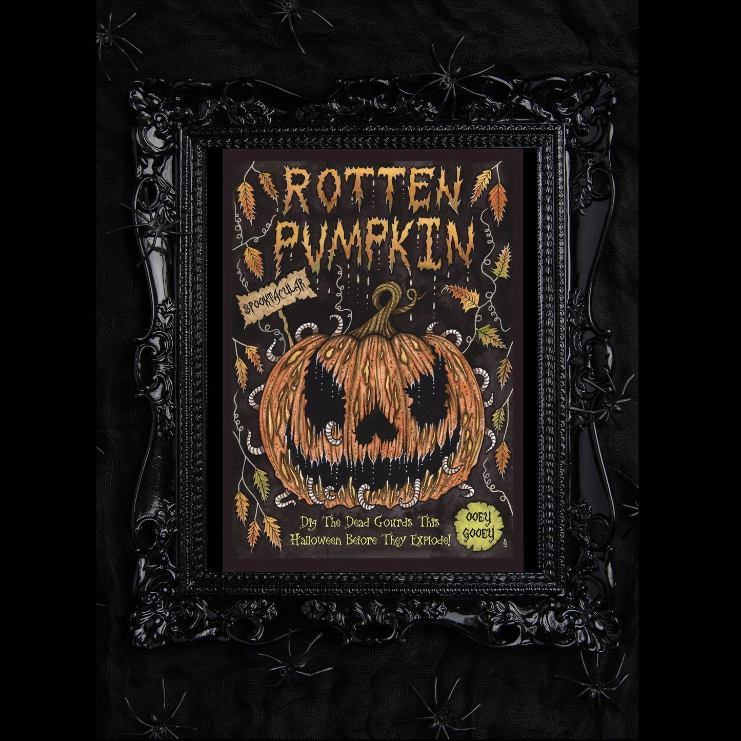 Rotten Pumpkin Print - Spooky Halloween Jack O Lantern A5 - A4 - A3 Horror Poster Wall Art - Gothic Grunge Dark Patch Pumpkin Decoration
