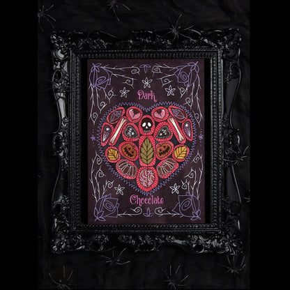 Dark Chocolate Illustration Print - Watercolour Gothic Spooky Chocolate Box A5 - A4 - A3 Wall Art - Halloween Valentines Candy Decoration