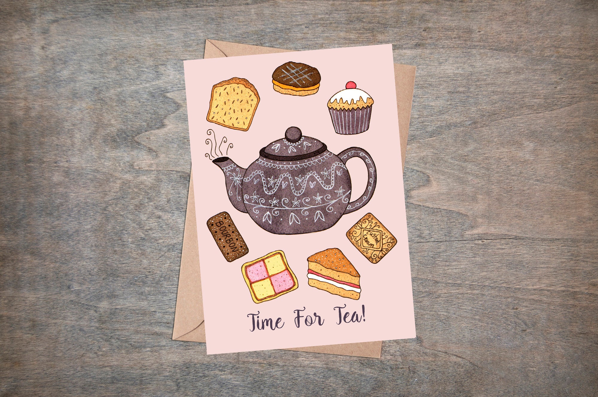 Having Tea Card Tea Greetings Card & Envelope - Time For Tea! British High Tea And Cak ...