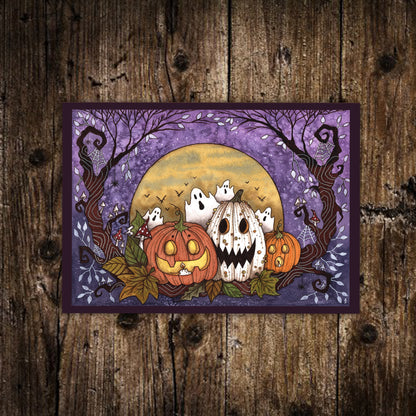Set Of 6 Mini Halloween Prints - Trick Or Treat Pumpkin Scarecrow Illustration Decorations - Mini Spooky Prints - Retro Witch Candy Art Set