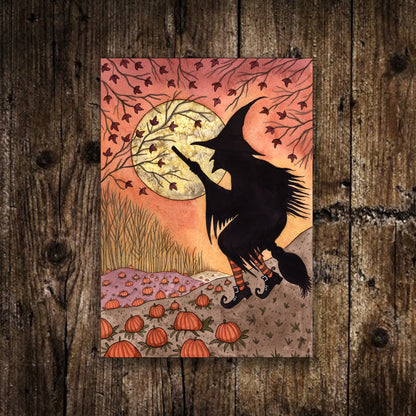 Set Of 6 Mini Halloween Prints - Trick Or Treat Pumpkin Scarecrow Illustration Decorations - Mini Spooky Prints - Retro Witch Candy Art Set