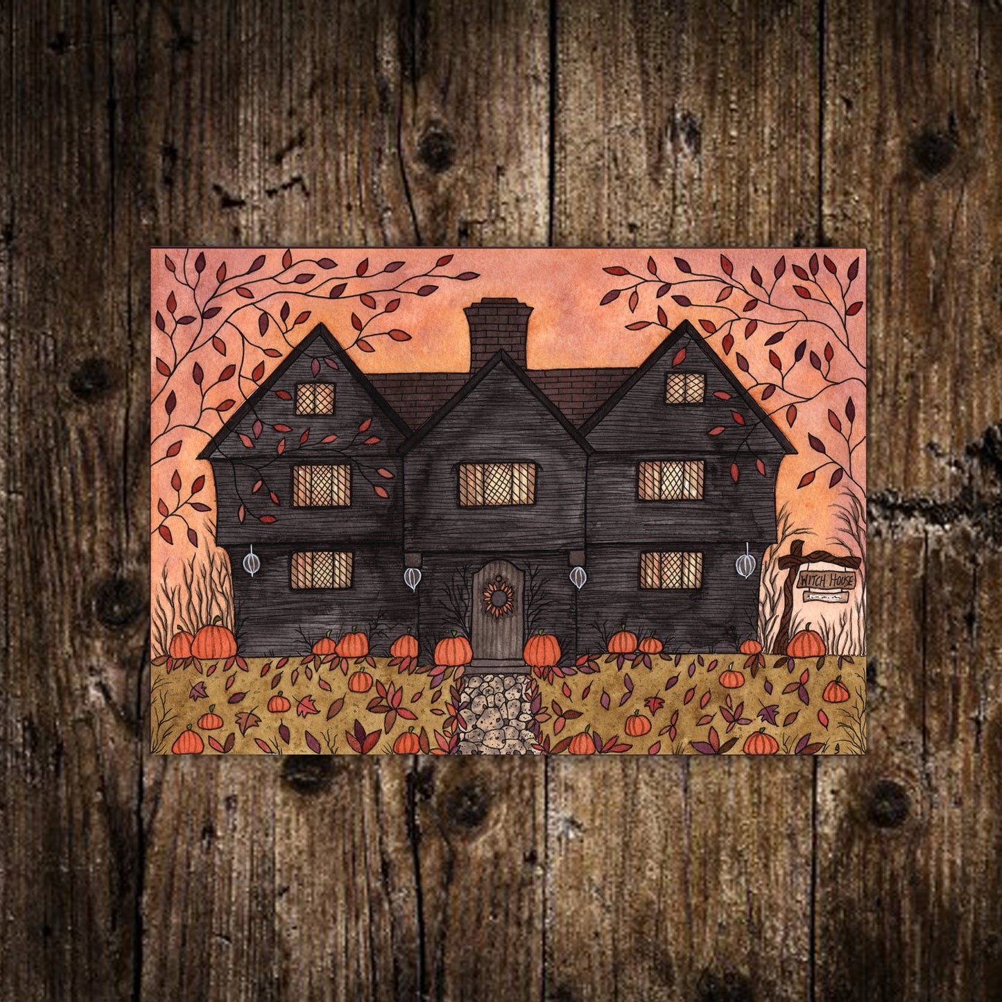Set Of 6 Mini Halloween Prints - Trick Or Treat Pumpkin Scarecrow Illustration Decorations - Mini Spooky Prints - Retro Witch Candy Art Set