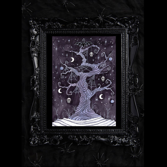 Lonely Forgotten Tree Print - A5 - A4 - A3 Creepy Winter Tree Watercolour Art - Gothic Christmas Decoration -  Alternative Yuletide Art