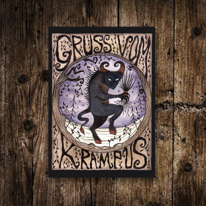 Set Of 6 Mini Silent Nightmare Prints - Spooky A6 Krampus Night Creepy Illustration Decorations - Mini Gothic Alternative Christmas Tree Art