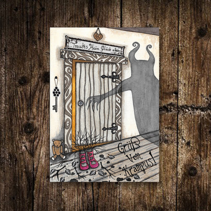 Set Of 6 Mini Silent Nightmare Prints - Spooky A6 Krampus Night Creepy Illustration Decorations - Mini Gothic Alternative Christmas Tree Art