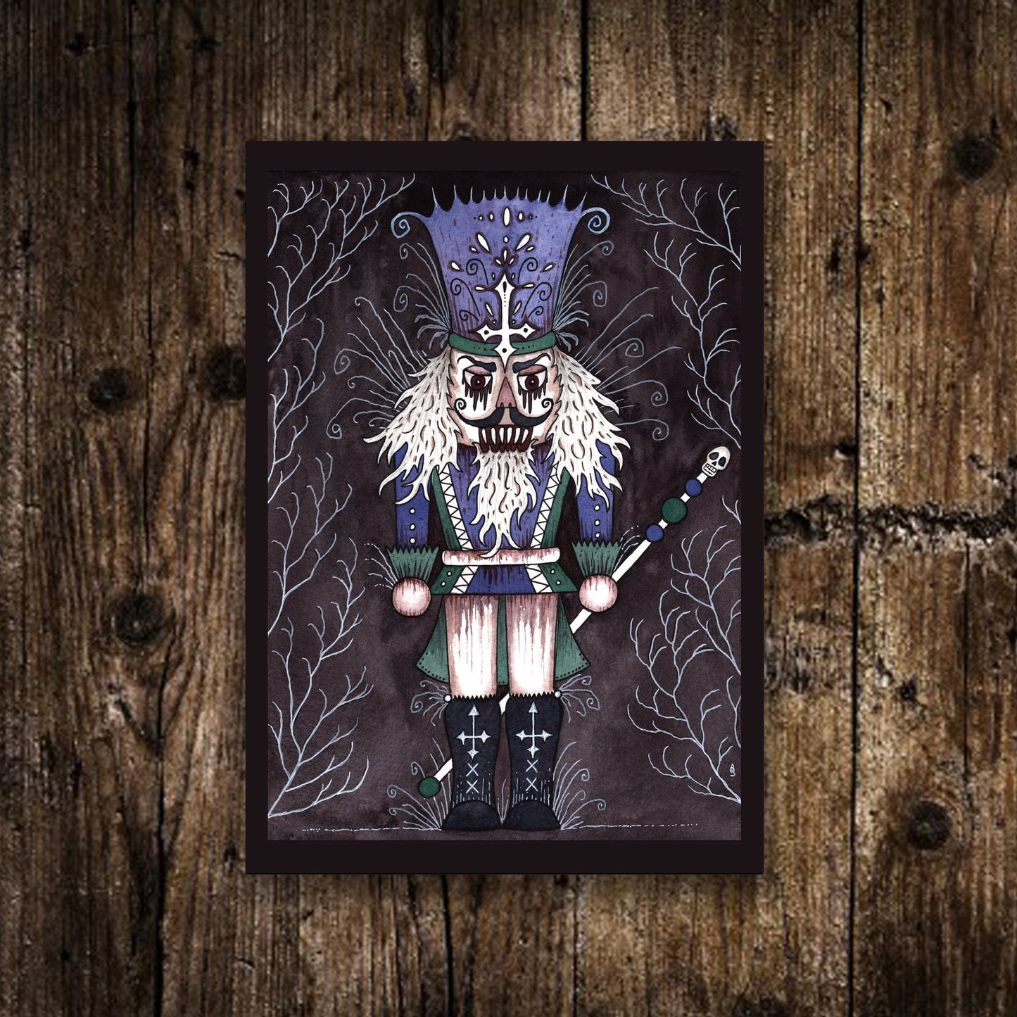 Set Of 6 Mini Silent Nightmare Prints - Spooky A6 Krampus Night Creepy Illustration Decorations - Mini Gothic Alternative Christmas Tree Art