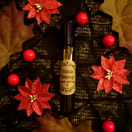 Yuletide Creepings Original Perfumed Oil - Victorian Winter Inspired Spicy Smoky Clove Cherry Pomander Roll On Fragrance - Vegan Oil Blend