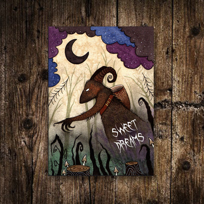 Set Of 6 Mini Silent Nightmare Prints - Spooky A6 Krampus Night Creepy Illustration Decorations - Mini Gothic Alternative Christmas Tree Art