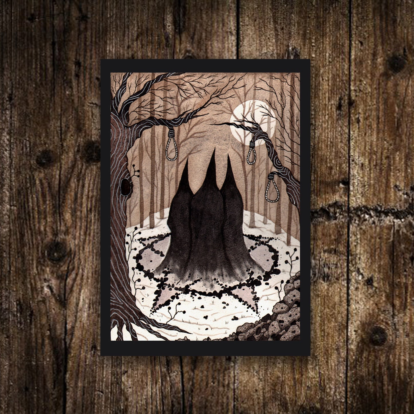 Set Of 6 Mini Spooky Prints - Halloween Witchy Skeleton Coffin Illustration Decor - Mini Gothic Prints - Zombie Plague Black Goat Art Set