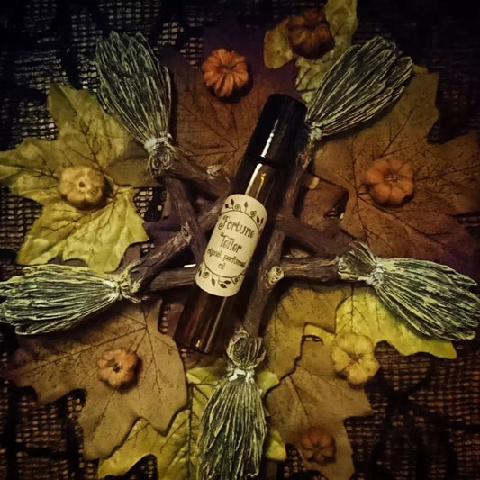 Fortune Teller Original Perfumed Oil - Spooky Gothic Halloween Roll On Fragrance - Smoked Rose Incense Clove Tobacco Vegan Oil Blend