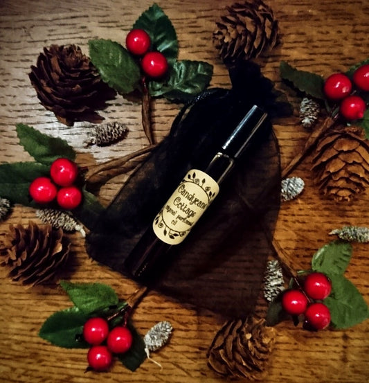 Candycane Cottage Original Perfumed Oil - Peppermint Vanilla Tonka Bean Roll On Fragrance - Yuletide Christmas Festive Mint Vegan Oil Blend