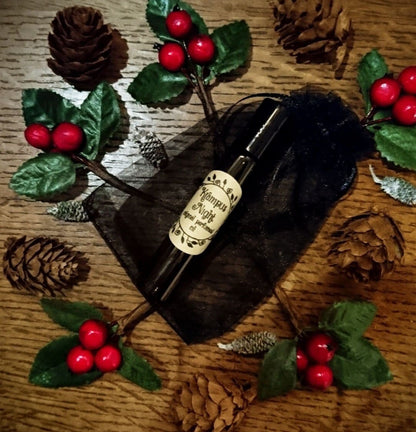 Krampus Night Original Perfumed Oil - Pinecone Brandy Dark Winter Yule Spice Birch Twig Roll On Fragrance - Spooky Yuletide Vegan Oil Blend